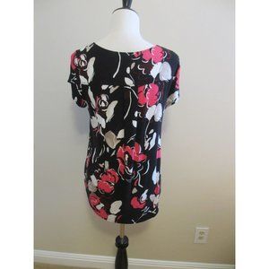ALFANI PINK BLACK WHITE WOMENS TOP MEDIUM